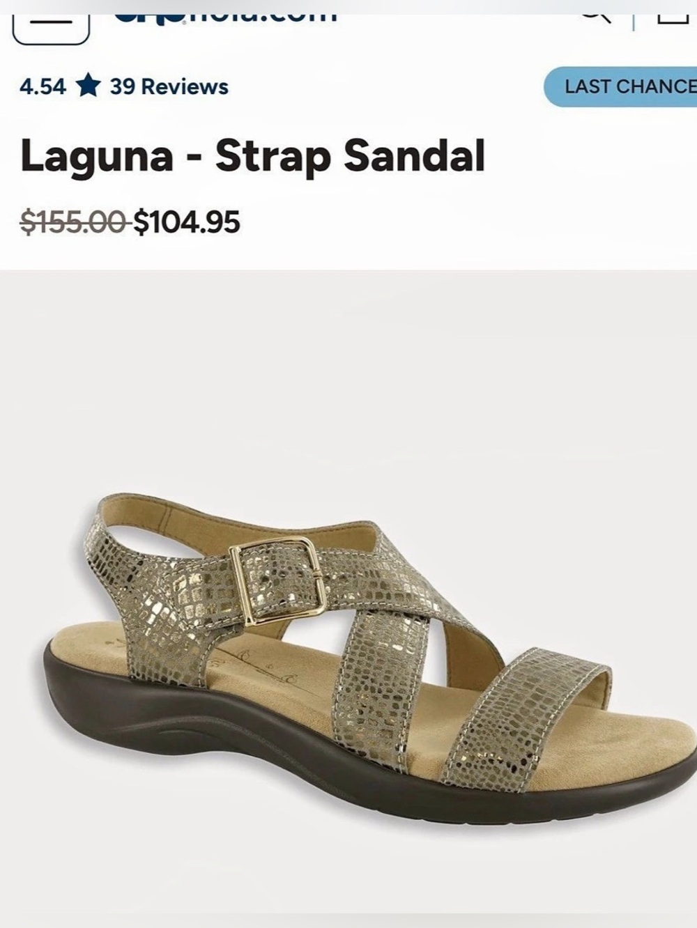 SAS Laguna Strap Sandal Strappy Gold Sandals US 5 M